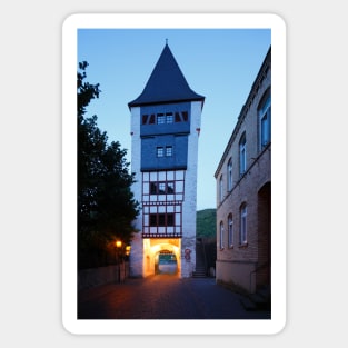 Old town, dusk, Bacharach, Middle Rhine, Rhine, evening Sticker